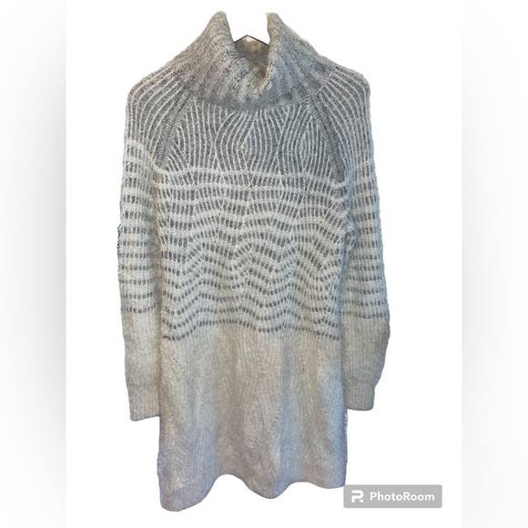 Anthropologie Sleeping on Snow Shelby eyelash sweater gray white dress large - Picture 2 of 7